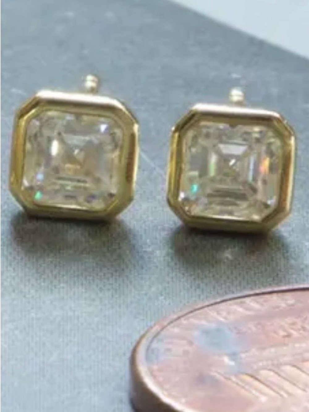 Gold Vermeil Moissanite Stud Earrings pair – Square Cut